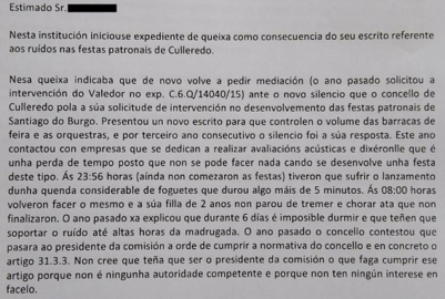 resposta da Valedora do Pobo &aacute;s denuncias por ru&iacute;dos nas festas