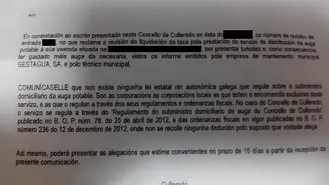 contestaci&oacute;n escrito auga turbia