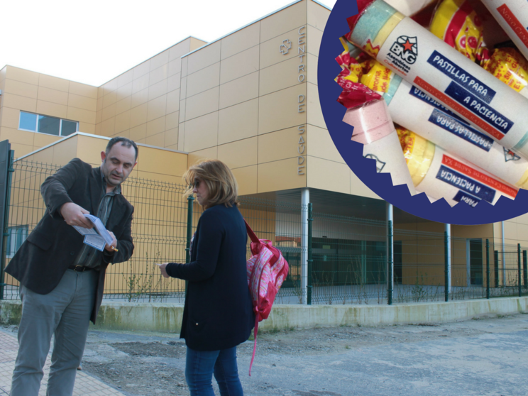 O BNG de Culleredo reparte  'Pastillas para a paciencia' ante o retraso reiterado na apertura do novo Centro de Saúde