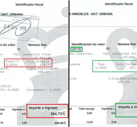 comparativa recibos IBI 2015v2016