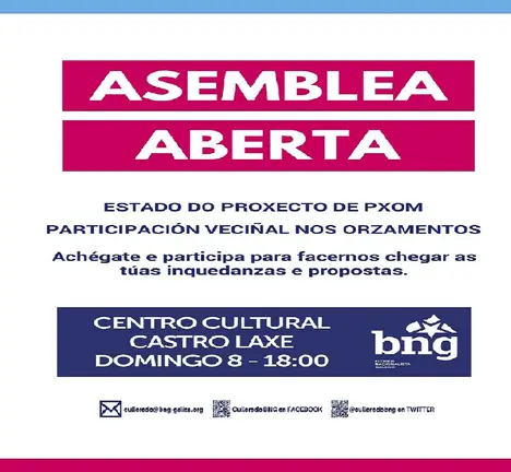 cartaz asemblea aberta pxom castro-laxe