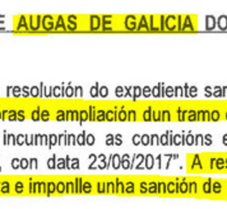 Sanci&oacute;n Augas de Galiza R&iacute;o Trabe
