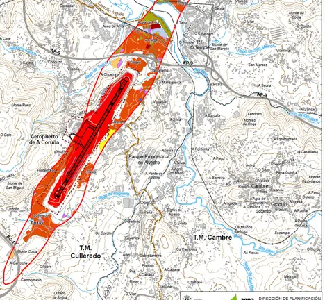 Mapa da pegada sonora do aeroporto de Albedro